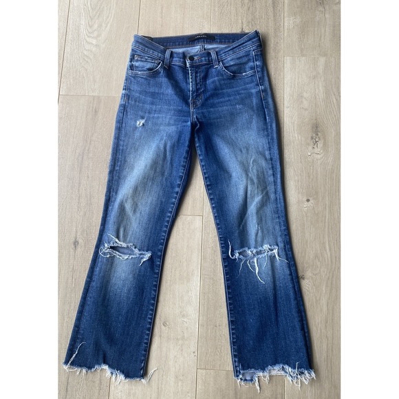 J Brand Denim - J Brand Selena Bootcut Crop Raw Hem Denim Blue Indigo Jeans Size 26